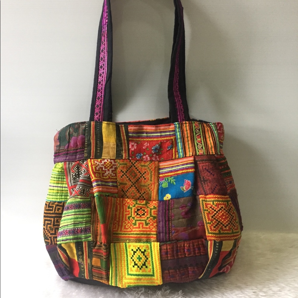 Colorful unique patchwork handmade bag